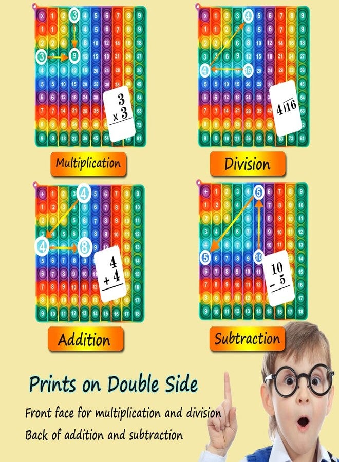 Kingmall 1-9 Addition Chart & 9x9 Multiplication Tables, Right-Angled Rainbow Square 100 Bubbles Math Games Multiplication Games for Multiplication Study Division Learning Math Manipulatives - Image 2